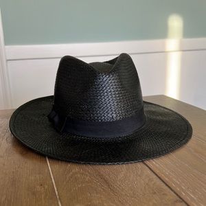Ace of something black straw fedora hat M